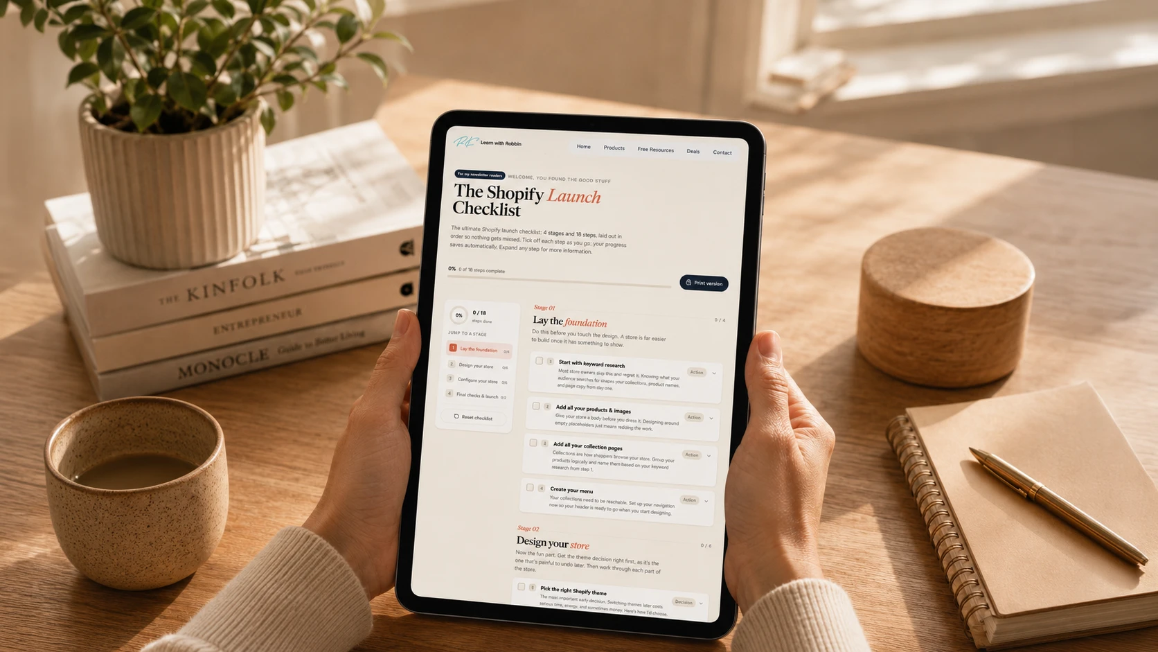 The Shopify Launch Checklist on a phone